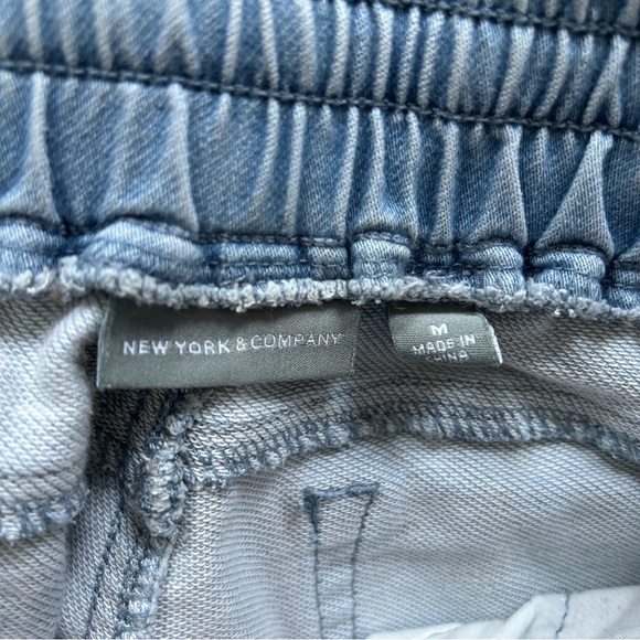 New York and Company Distressed Drawstring Denim Jogger Pants - Picture 7 of 7